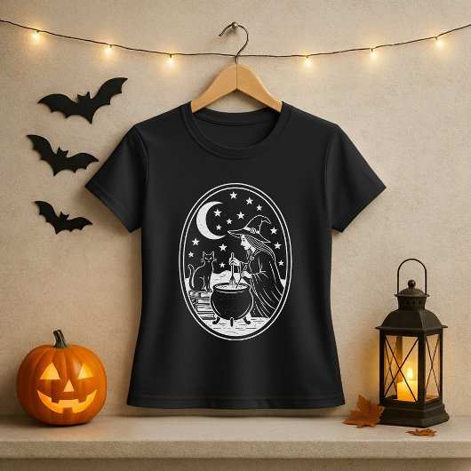 T-shirt Chat de sorcière Cauldron Mystic