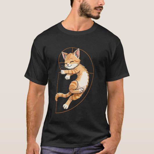 T-shirt Chat de spirale de Fibonacci se relaxant en maths (Devant)