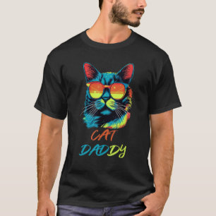 T-shirt Chat de style vintage en détresse Papa chat huit