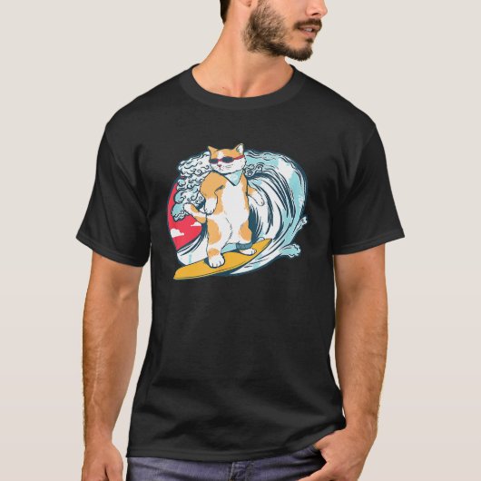 T-shirt Chat de surf drôle Kitty surfeur Planche de surf (Devant)
