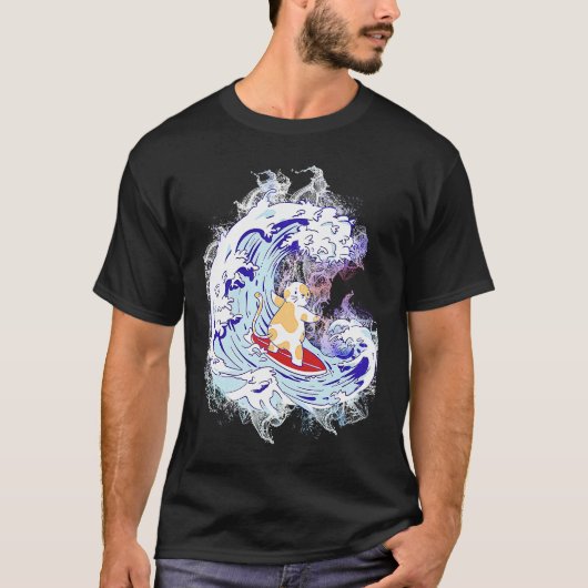 T-shirt Chat de surfeur éclaboussure d'eau (Devant)