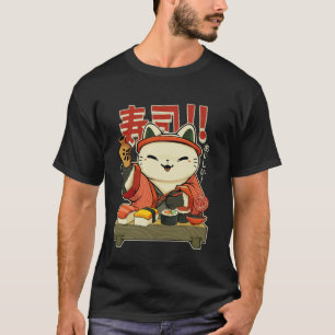 T-shirt Chat de sushi drôle chef cuisine japonaise culture