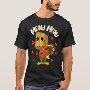 T-shirt Chat de Thanksgiving Chat Faux Miaou Dinde de Than