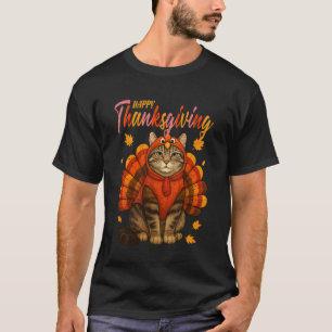 T-shirt Chat de Thanksgiving jour de la dinde d'automne fe