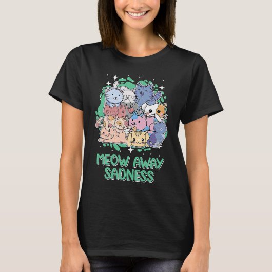 T-shirt Chat de tristesse éloignée Citations positives Ch (Devant)