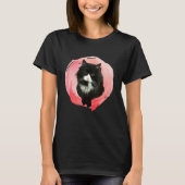 T-shirt Chat De Tuxedo Fluffé En Liquide Rose (Devant)