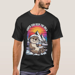 T-shirt Chat de vacances de Noël détendu avec chapeau de P