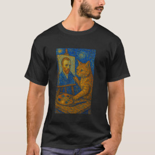 T-shirt Chat de Van Gogh Peinture Drôle Amateur de Chat Ar