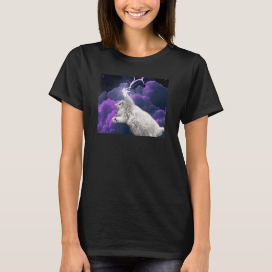 T-shirt Chat d'éclairage de l'espace de la galaxie (Devant)