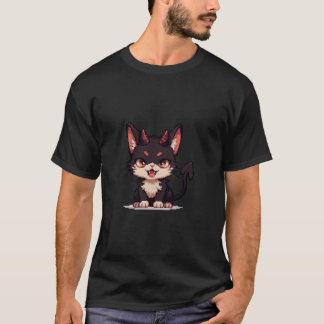 T-shirt Chat démon mignon en pixel art – Chat diable 8 bit