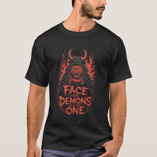 T-shirt Chat Démon Samouraï Affronte tes Démons Force de G (Devant)
