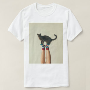 T-shirt Chat d'équilibrage sur Chaussettes rayées, Amoureu