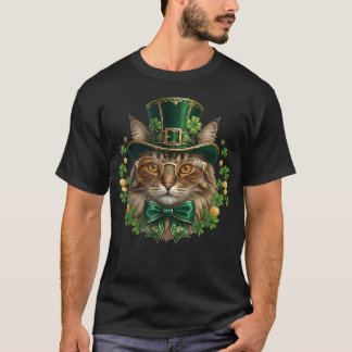 T-shirt Chat des Forêts Norvégiennes Chapeau de Leprechaun