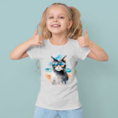 T-shirt Chat d'été d'aquarelle cool