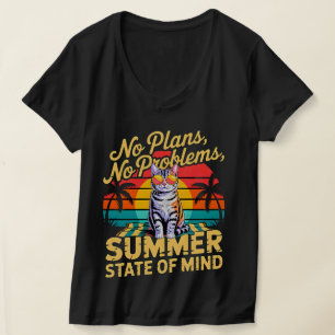T-shirt Chat d'été détendu Pas de projets Pas de problèmes