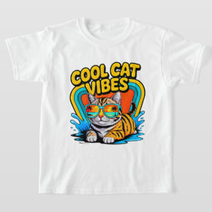 T-shirt Chat d'été vibes cool - Lunettes de soleil félin d