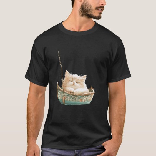 T-shirt Chat détendu dans un bateau orné - Art animalier (Devant)