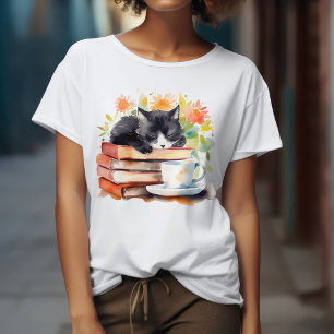 T-shirt Chat Détendu et Confortable en Aquarelle