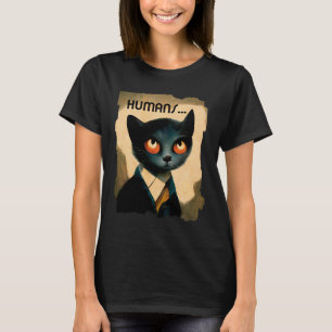 T-shirt Chat déteste les humains Amusant Art Pour Amoure