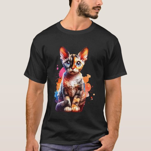 T-shirt Chat Devon Rex (Devant)