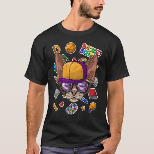 T-shirt Chat Devon Rex de retour à l'école premier jour d' (Devant)