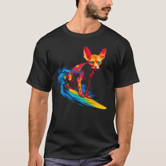 T-shirt Chat Devon Rex Surf (Devant)
