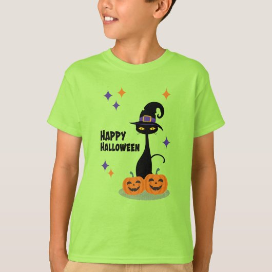T-shirt Chat d'Halloween atomique du milieu du siècle (Devant)