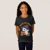 T-Shirt Chat d'Halloween avec Citrouille Jack O' Lantern (Devant entier)