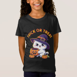 T-Shirt Chat d'Halloween avec Citrouille Jack O' Lantern