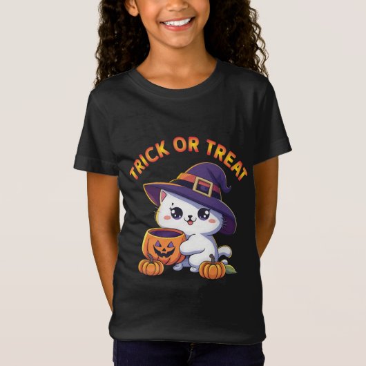 T-Shirt Chat d'Halloween avec Citrouille Jack O' Lantern (Devant)