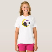 T-shirt Chat d'Halloween, Chat mignon, Chat noir, Lune, Ch (Devant entier)
