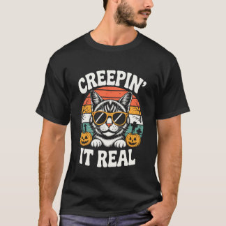 T-shirt Chat d'Halloween drôle qui se faufile