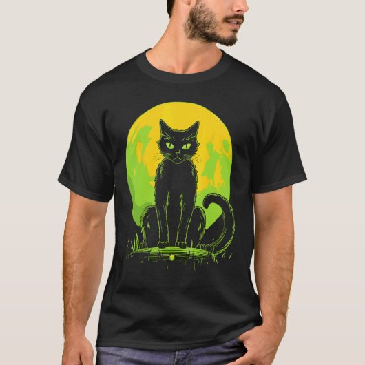 T-shirt Chat d'Halloween effrayant (Devant)