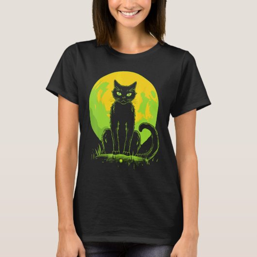 T-shirt Chat d'Halloween effrayant (Devant)