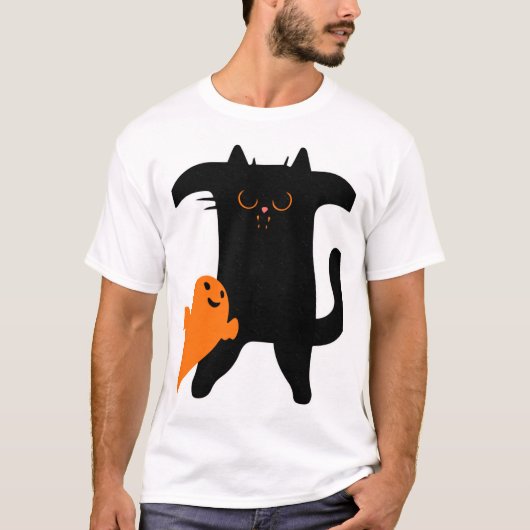 T-shirt chat d'Halloween effrayé (Devant)