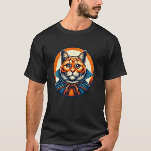T-shirt Chat d'Halloween en costume de vampire (Devant)