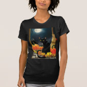 T-shirt Chat d'Halloween noir (Devant)