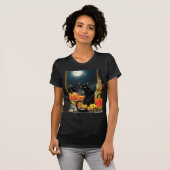 T-shirt Chat d'Halloween noir (Devant entier)