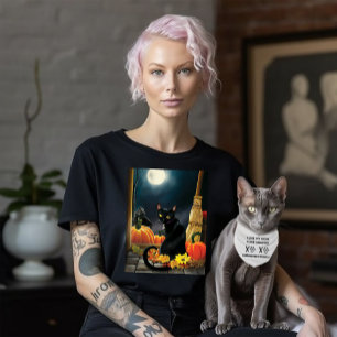 T-shirt Chat d'Halloween noir