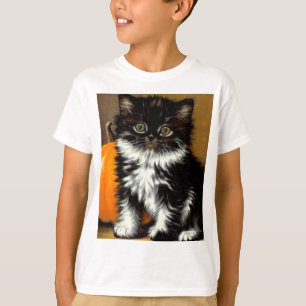 T-shirt Chat d'Halloween noir et blanc vintage