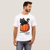 T-shirt Chat d'Halloween sur Citrouille (Devant entier)