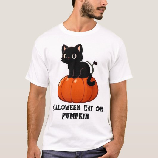 T-shirt Chat d'Halloween sur Citrouille (Devant)