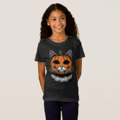T-Shirt Chat d'Halloween, visage Citrouille (Devant entier)