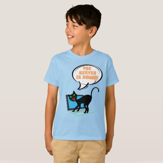 T-shirt chat disant serveur inactif (Devant entier)