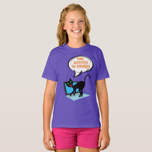 T-shirt chat disant serveur inactif (Devant entier)