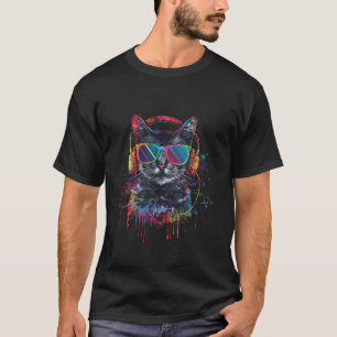 T-shirt Chat DJ avec casque et lunettes de soleil Kitty