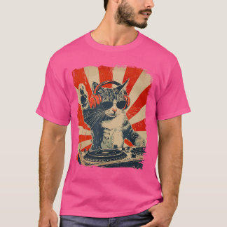 T-shirt Chat DJ drôle Disco Soundech Casque fille de musiq