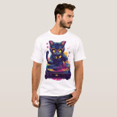 T-shirt Chat DJ funky – Fête rétro disco Kitty (Devant entier)