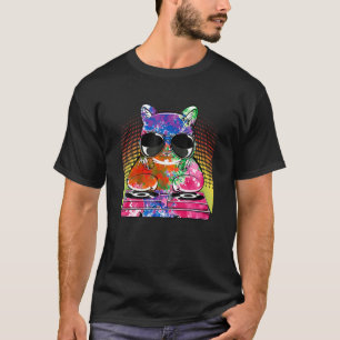 T-shirt Chat Dj Kitty Sound House Cute Music Animaux Propr