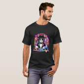 T-shirt Chat DJ Synthwave Rétro 80s Casque Lunettes de sol (Devant entier)